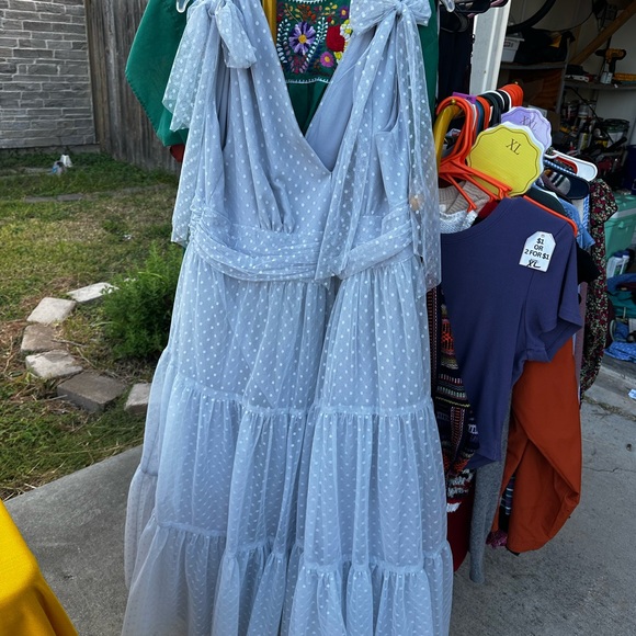 JessaKae Dresses & Skirts - JessaKae Light Blue Polka Dot Maxi Dress